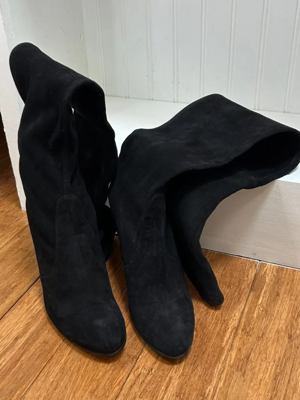Stuart Weitzman Suede Leather Trim Embellishment Boots Size 10.5